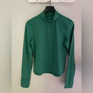 Aerie Offline Kelly Green Real Me Long Sleeve Mock Neck Athletic Top Size L